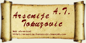 Arsenije Topuzović vizit kartica